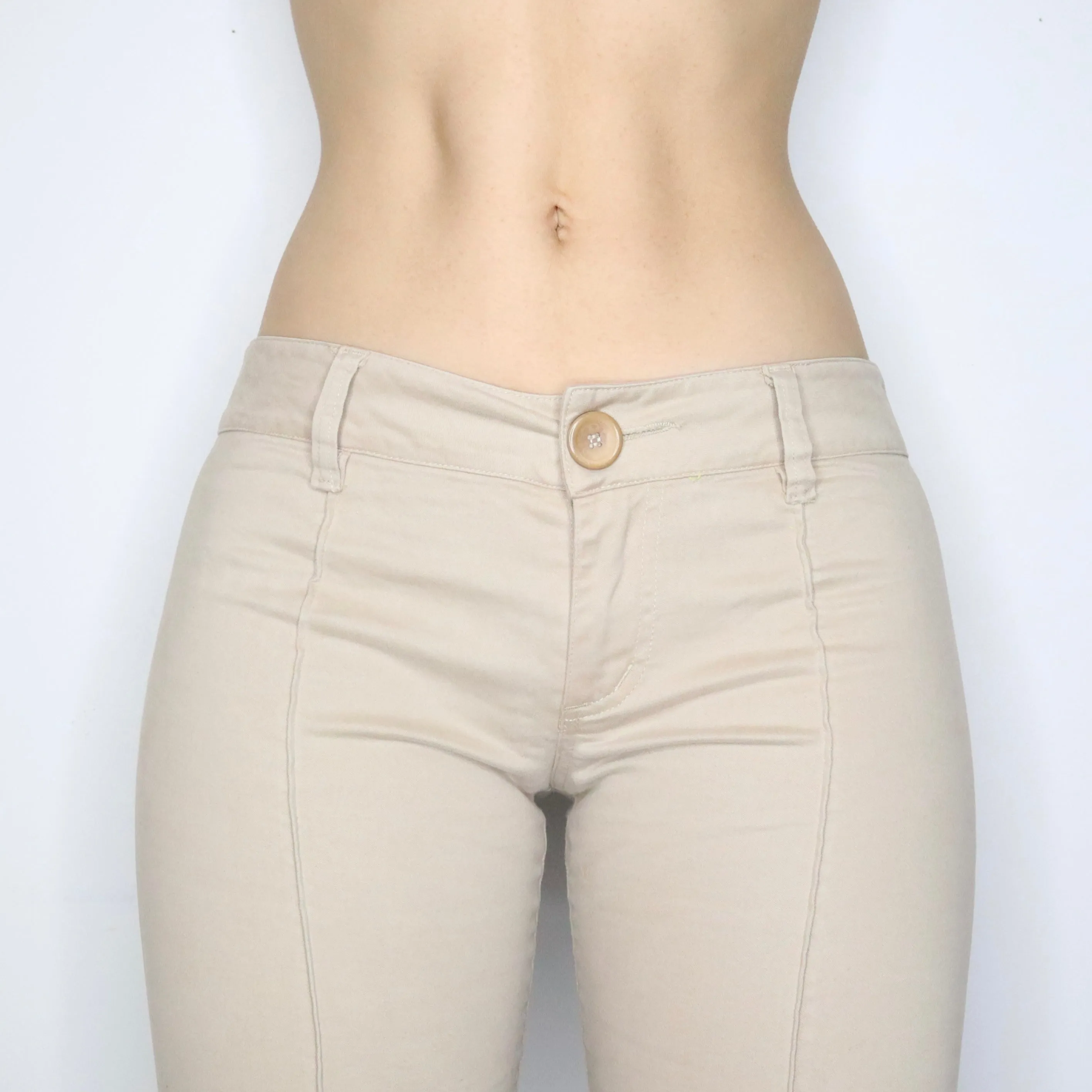Tan Low Rise Flare Pants (Small) 