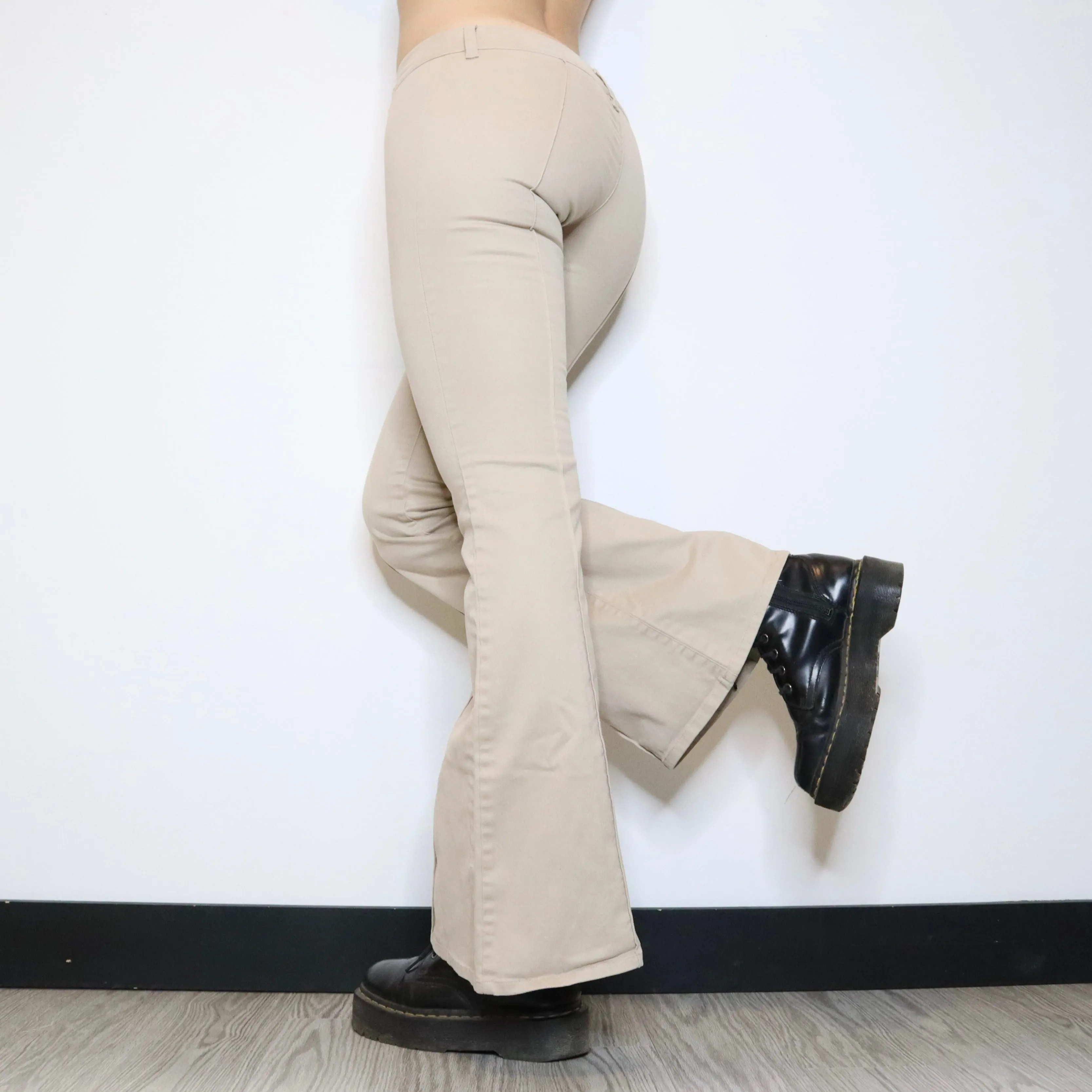 Tan Low Rise Flare Pants (Small) 