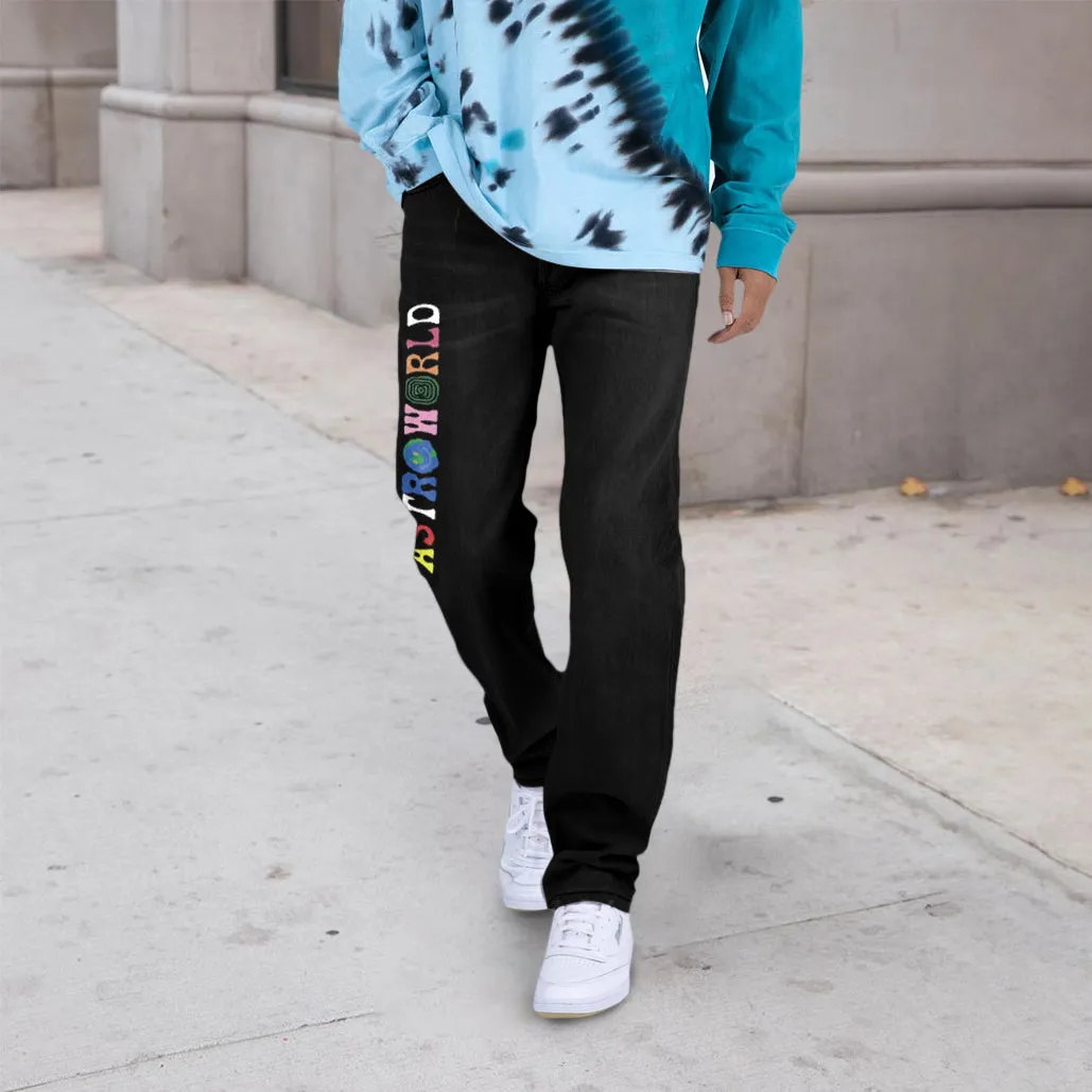 Trendy hip-hop street style straight trousers jeans