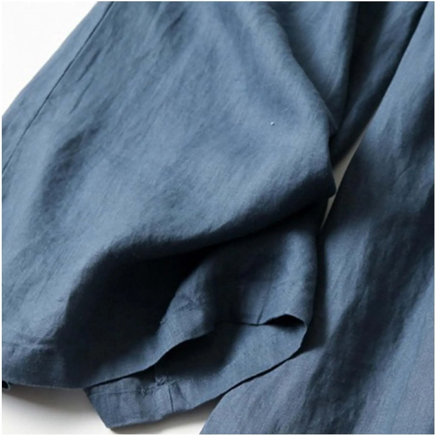 Women' s Culottes Linen Blend Wide Leg Pants Elastic Waist Casual Palazzo Trousers Solid Casual Loose Nine-Minute Pants