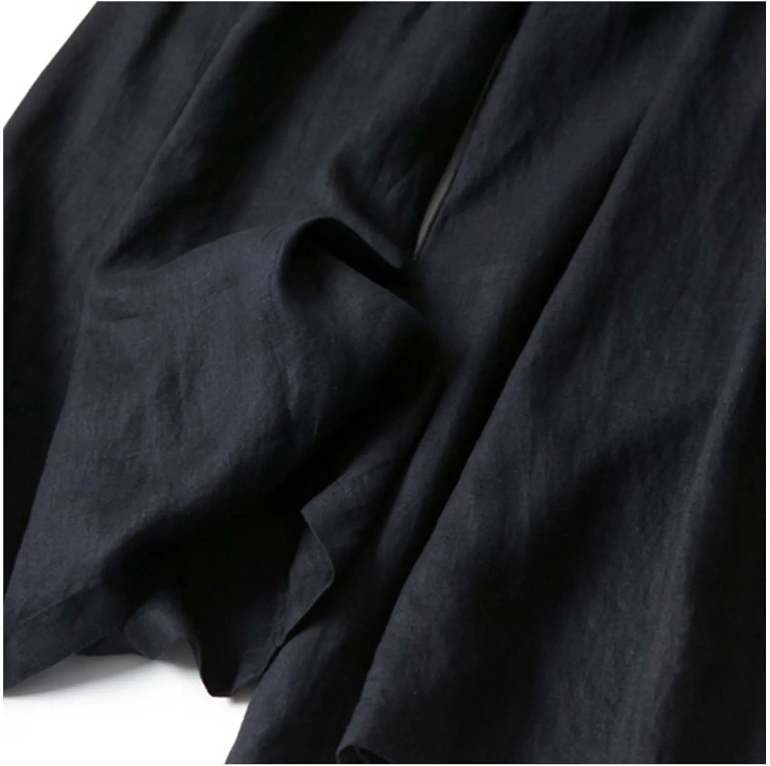 Women' s Culottes Linen Blend Wide Leg Pants Elastic Waist Casual Palazzo Trousers Solid Casual Loose Nine-Minute Pants