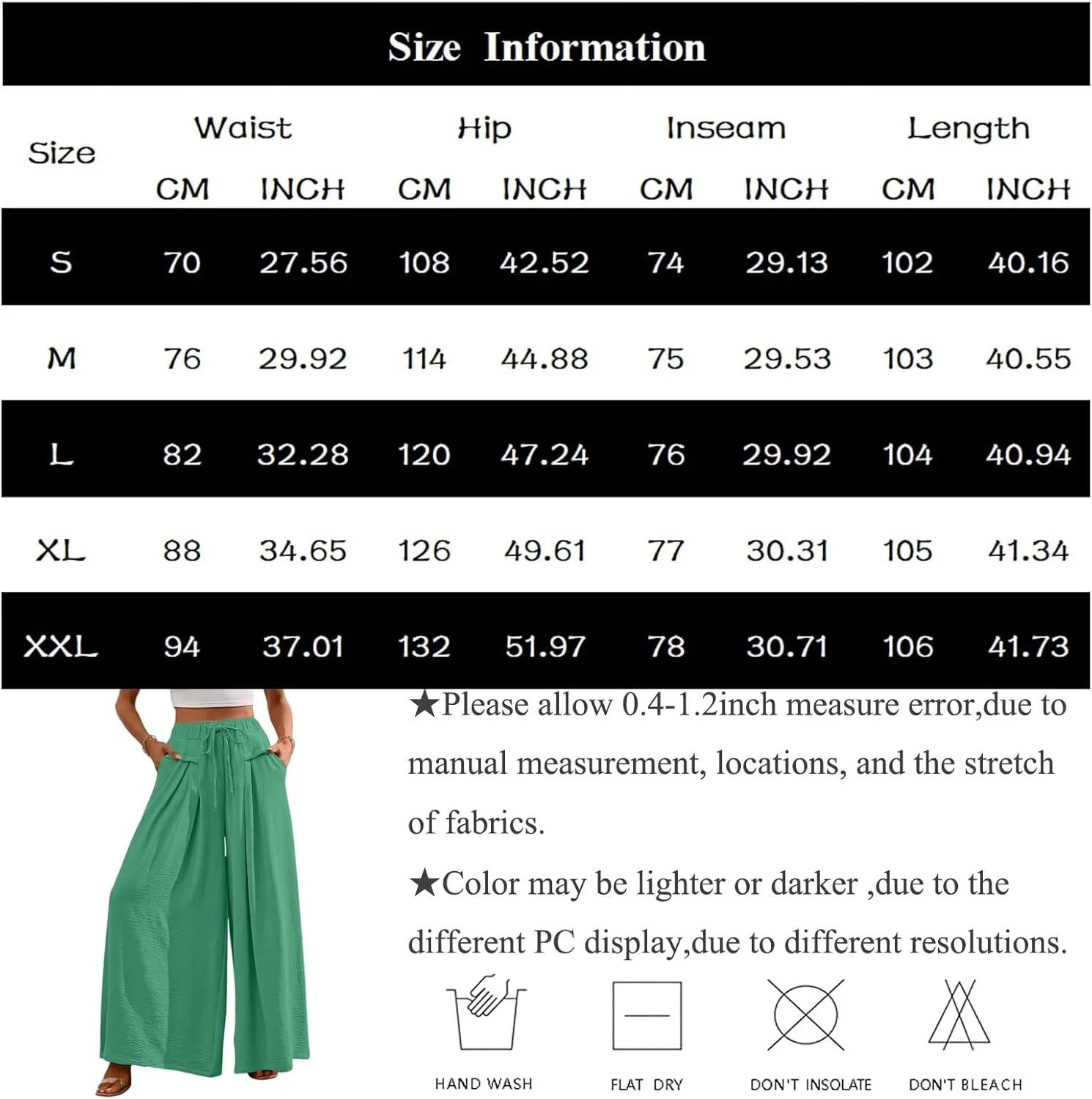 Womens Flowy Pants Wide Leg Elastic Waisted Chiffon Baggy Long Lounge Trousers Beach Vacation Pant with Pockets
