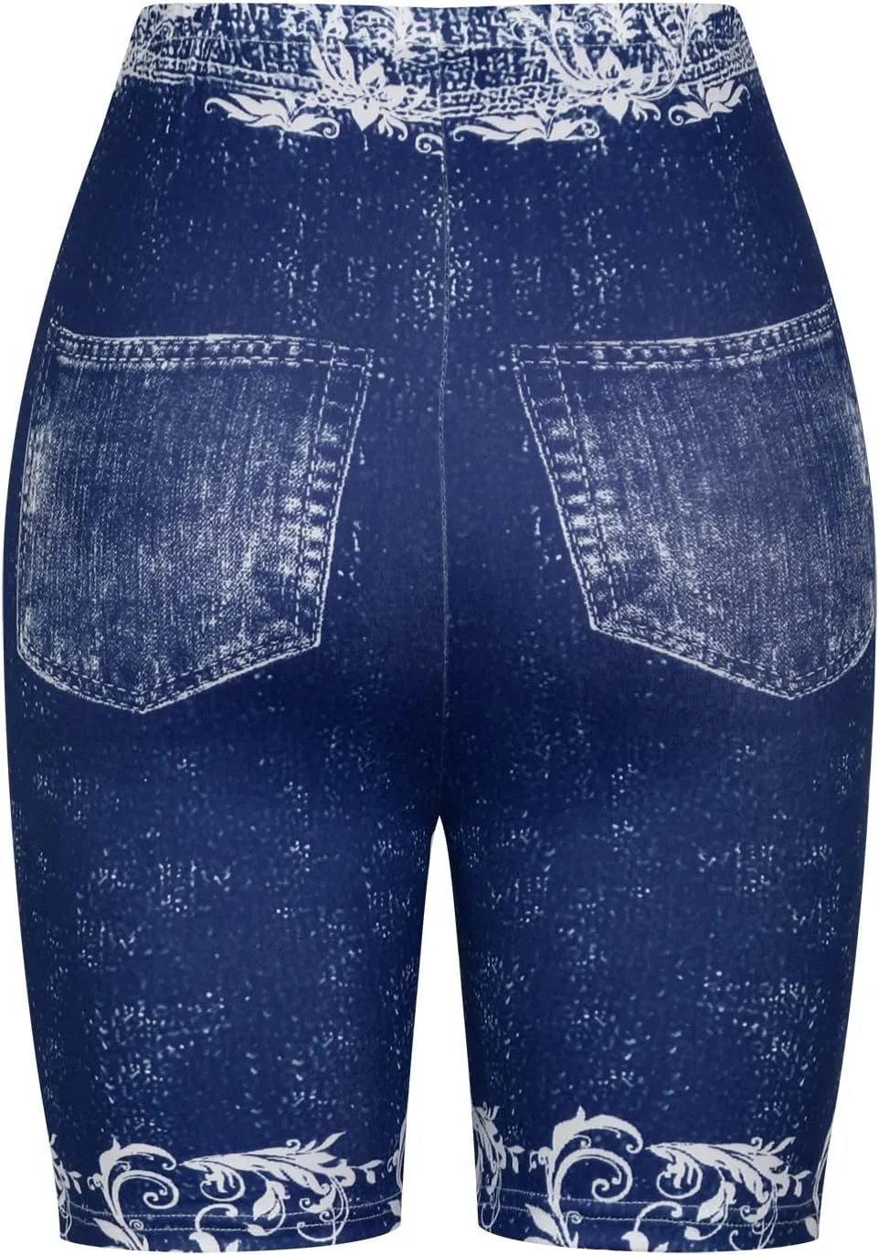 Women's Summer Denim Shorts Destroyed Mid Rise Stretchy Shorts Jeans Long Shorts Below The Knee Graphic Butt Lifting Jeans
