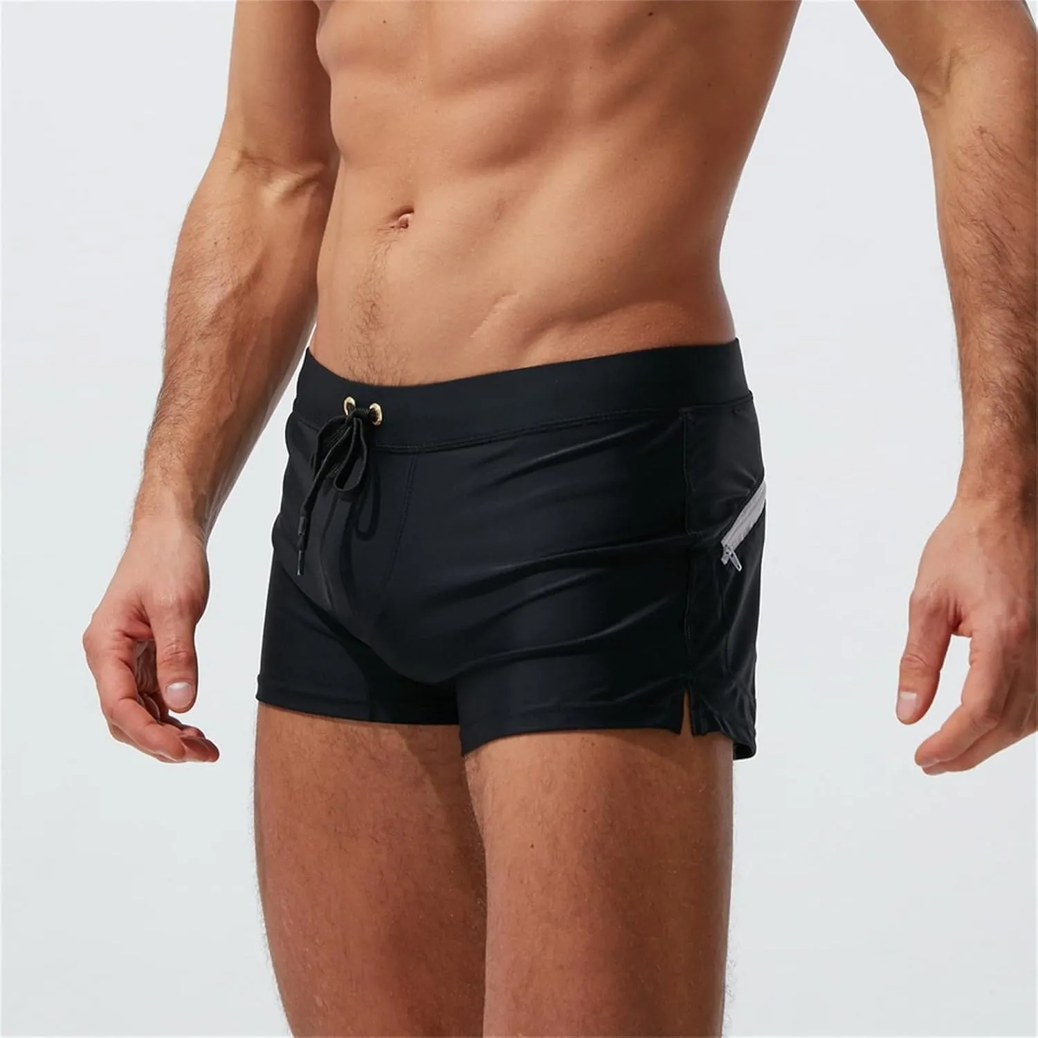 ZEFOTIM Mens Swim Shorts Drawstring Funny Color Block Trunks Beach Surf Swimming Suits with Zipper Pockets