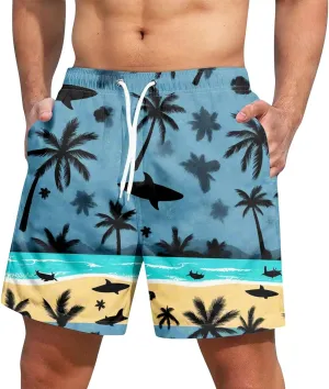 ZEFOTIM Mens Swim Shorts Drawstring Funny Hawaiian Trunks Board Big and Tall Swimsuits with Pockets