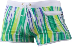 ZEFOTIM Swim Shorts for Men Drawstring Funny Striped Trunk Board Surf Swimsuit with Zipper Pockets