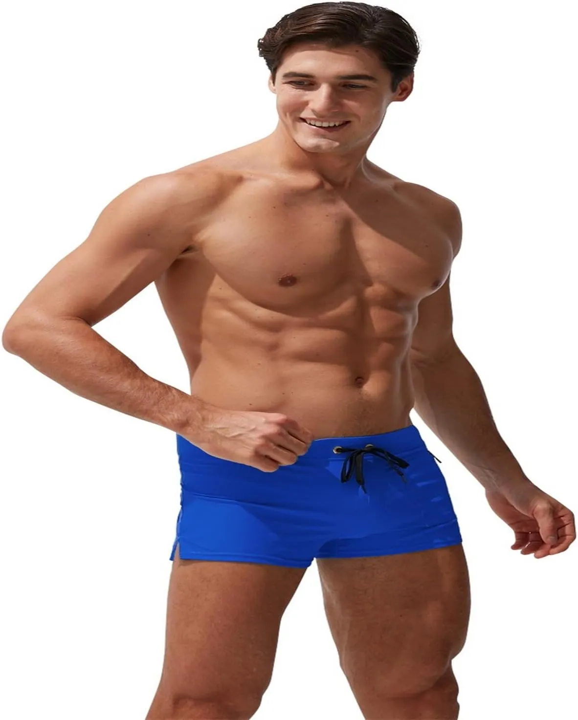 ZEFOTIM Swimming Shorts for Men Drawstring Funny Solid Color Trunk Board Big and Tall Swimwear with Zipper Pockets