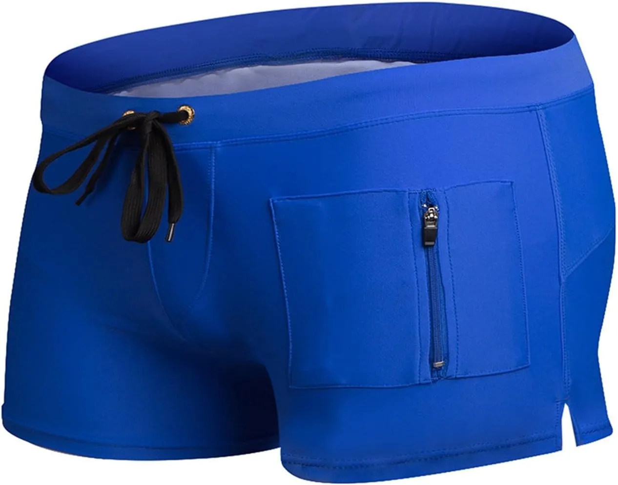 ZEFOTIM Swimming Shorts for Men Drawstring Funny Solid Color Trunk Board Big and Tall Swimwear with Zipper Pockets